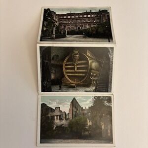 Antique Fold-Out‎ Postcard Set Heidelberg Germany Schloss Fass Unused Keg